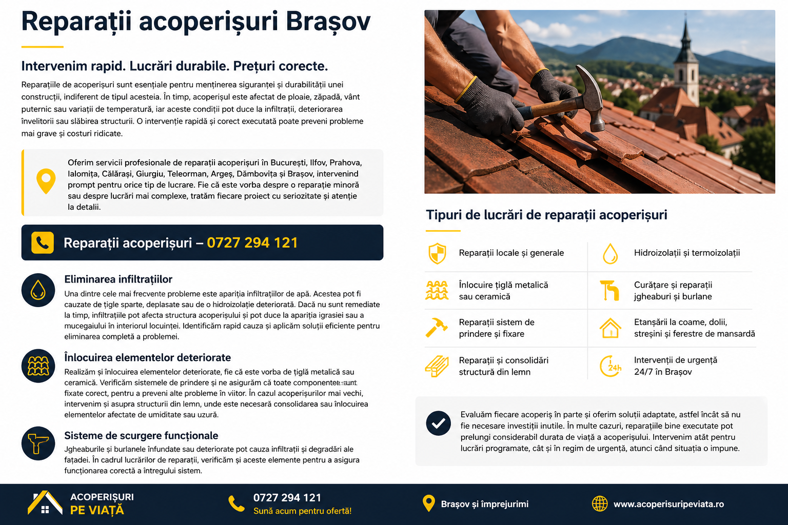Reparatii acoperisuri Brasov